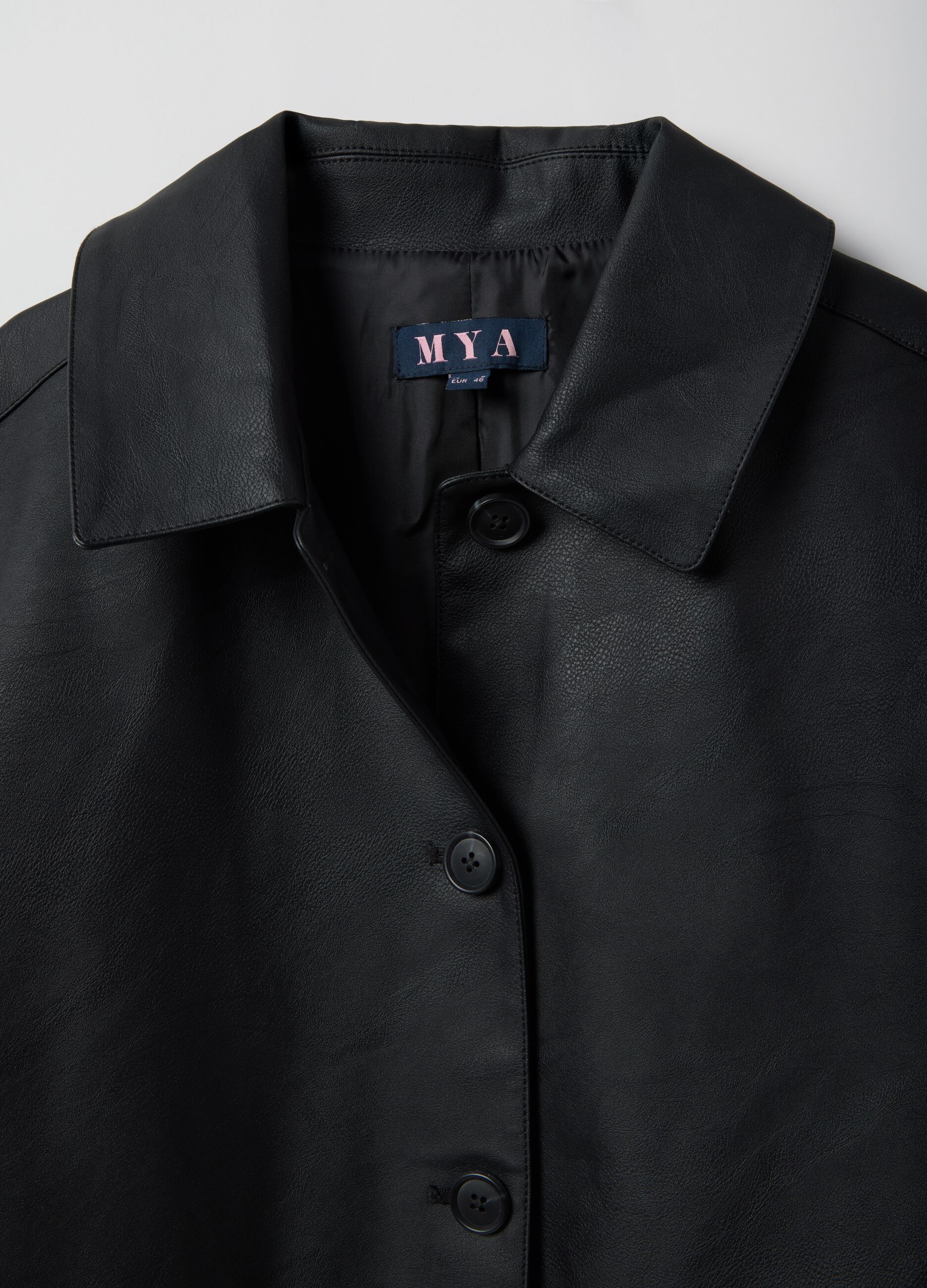 Black regular fit jacket with buttons and patch pockets