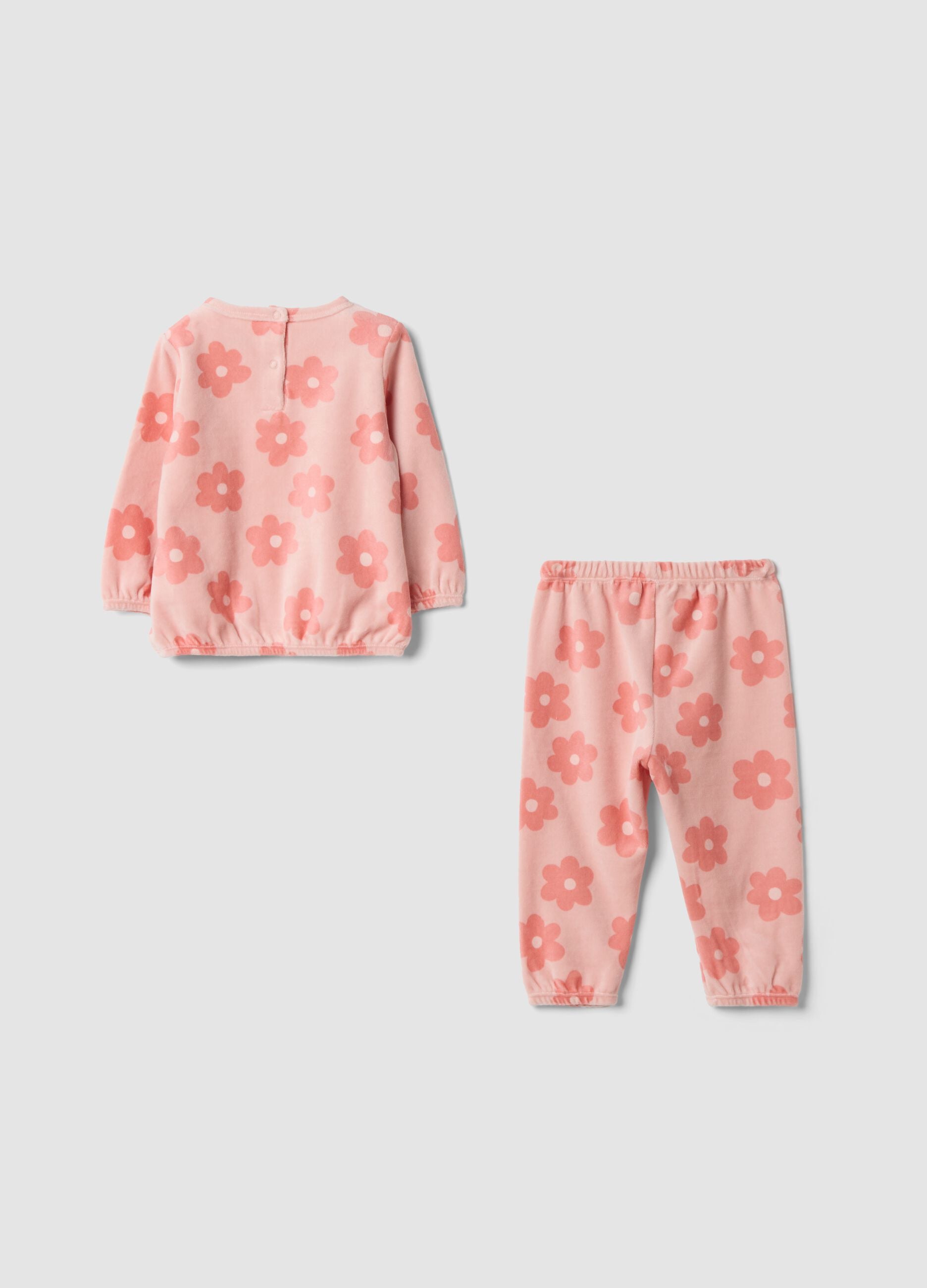 Light pink cotton-blend crew-neck pyjamas