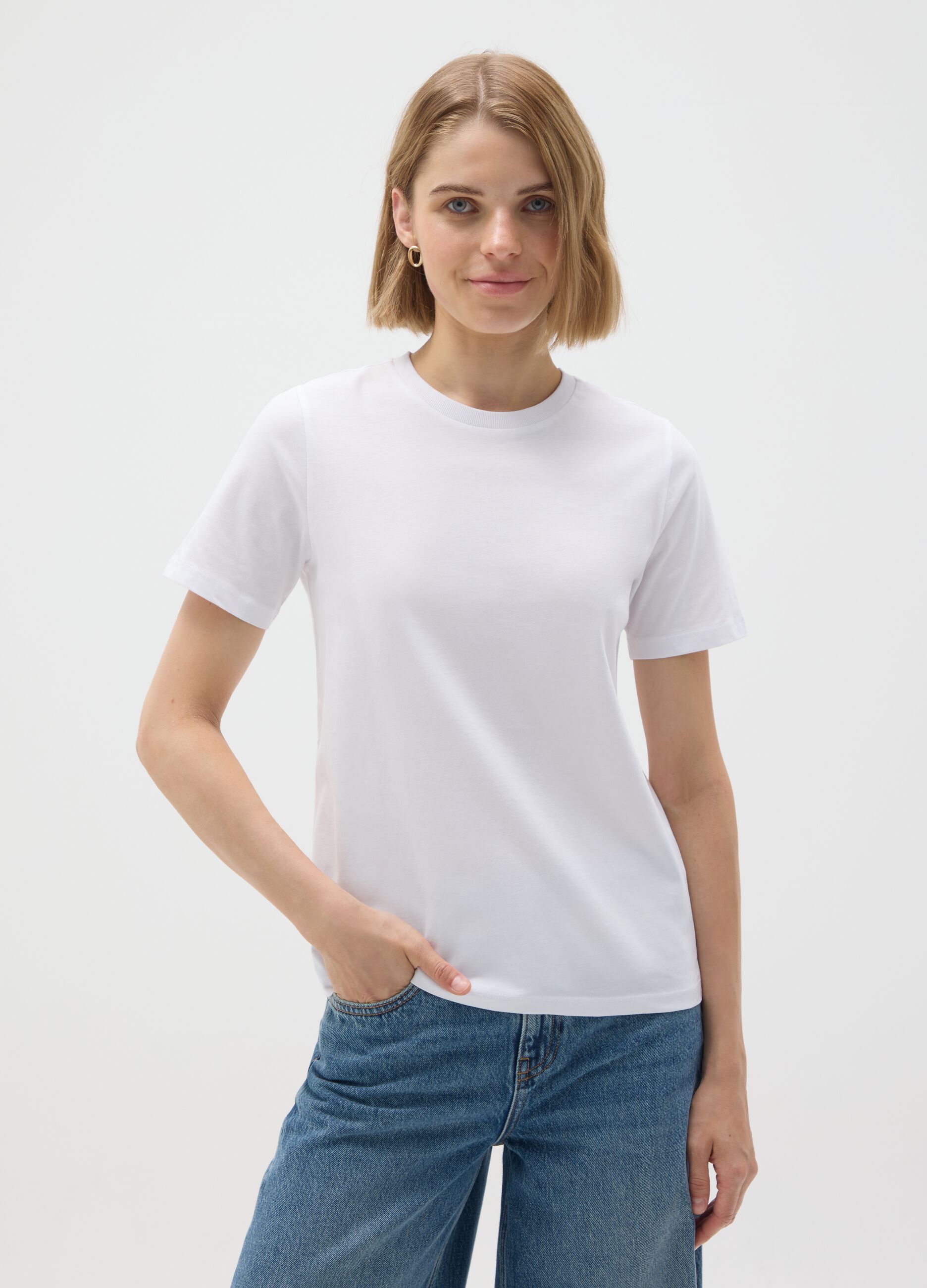 White pure cotton t-shirt regular fit