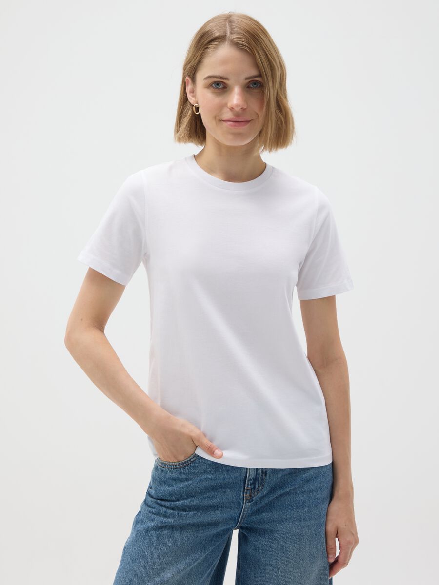 White pure cotton t-shirt regular fit_0