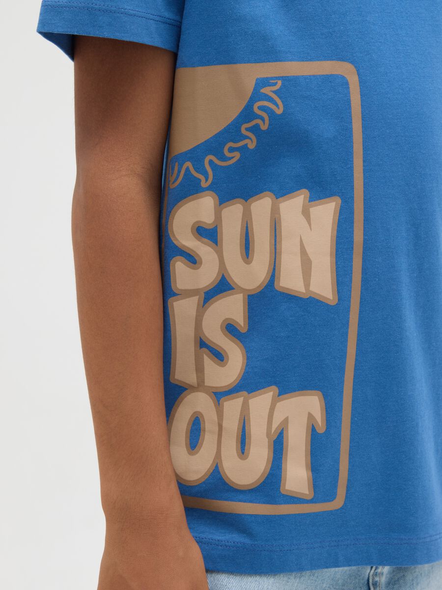 Boys' Pure Cotton Blue Regular Fit T-shirt with Print_2