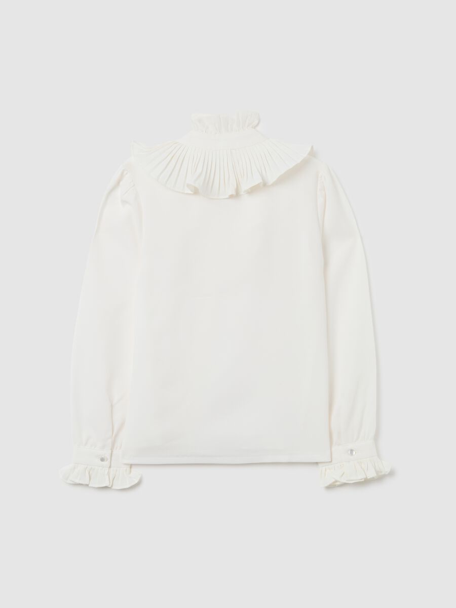 Camicia bianca da ragazza regular fit con rouches_4