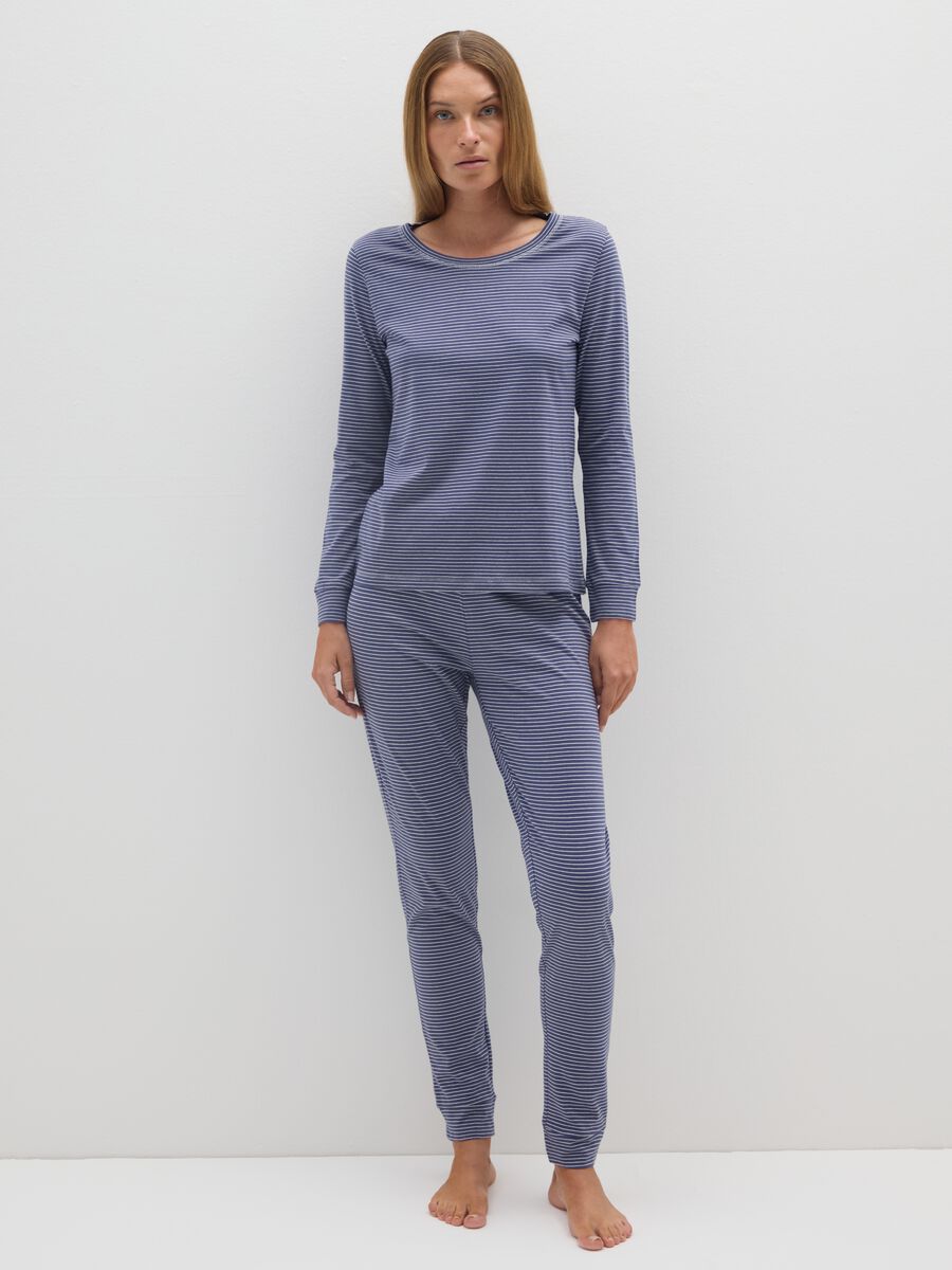 Pure Cotton Blue Striped Pyjama Trousers_0
