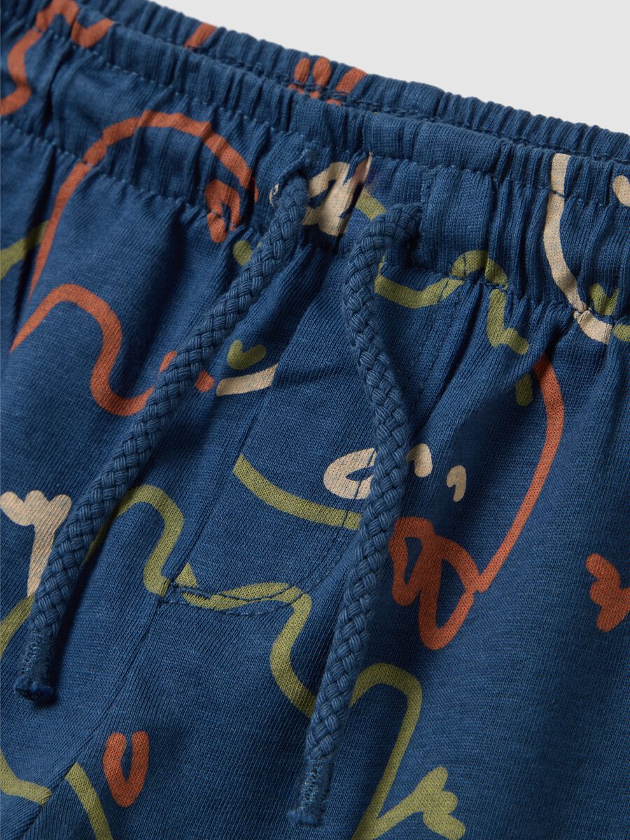 Children's blue pure cotton shorts regular fit with print_2