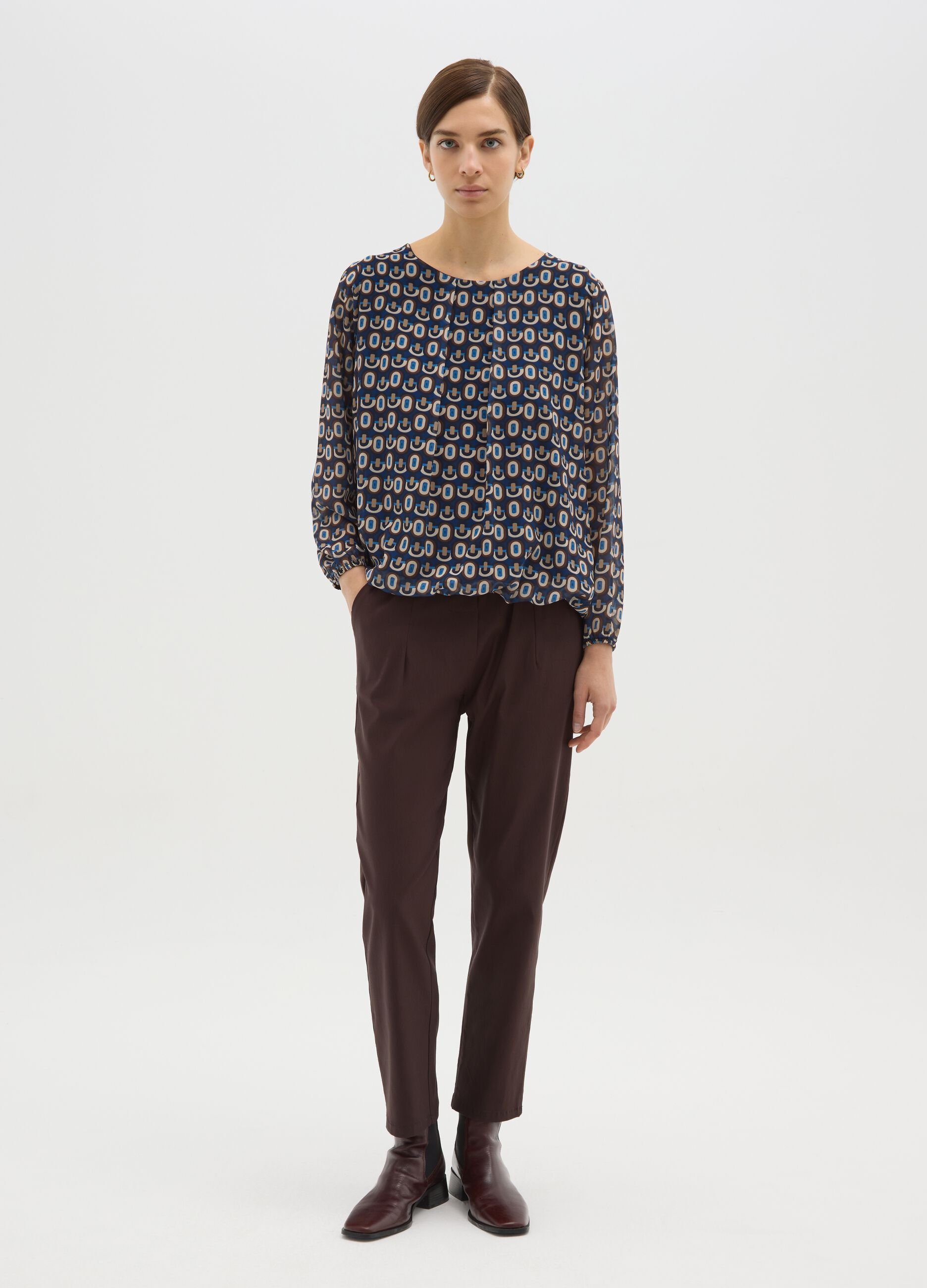 Multicolour regular fit blouse with pattern