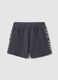 Grey pure cotton shorts with elasticated waist for boys, regular fit_1