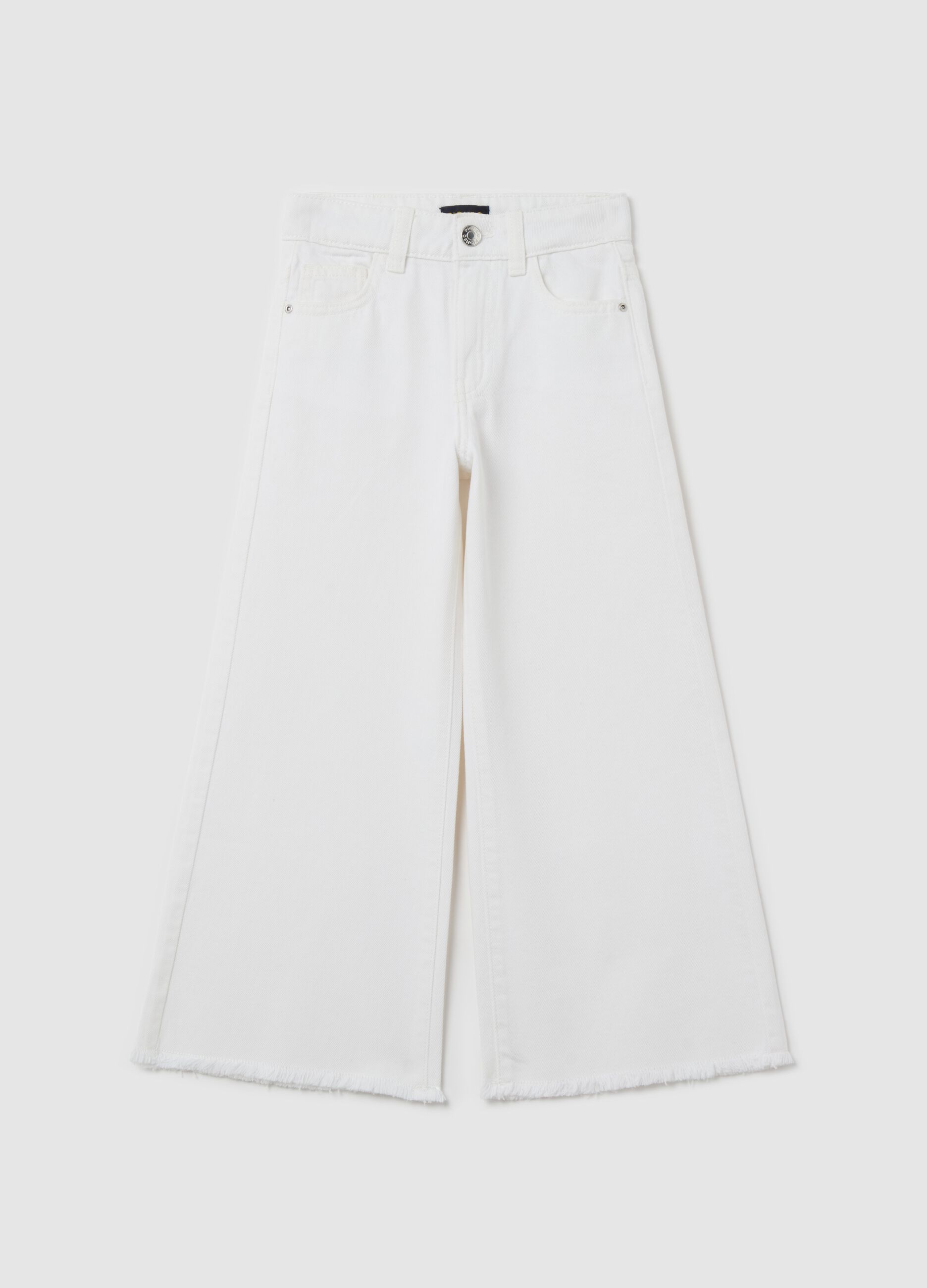 Jeans a palazzo cinque tasche con ricamo logo