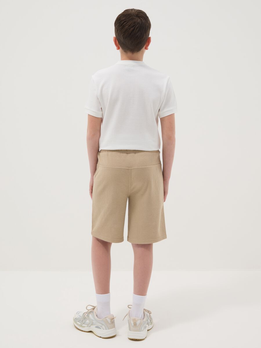 Boy's regular fit beige pure cotton shorts_2