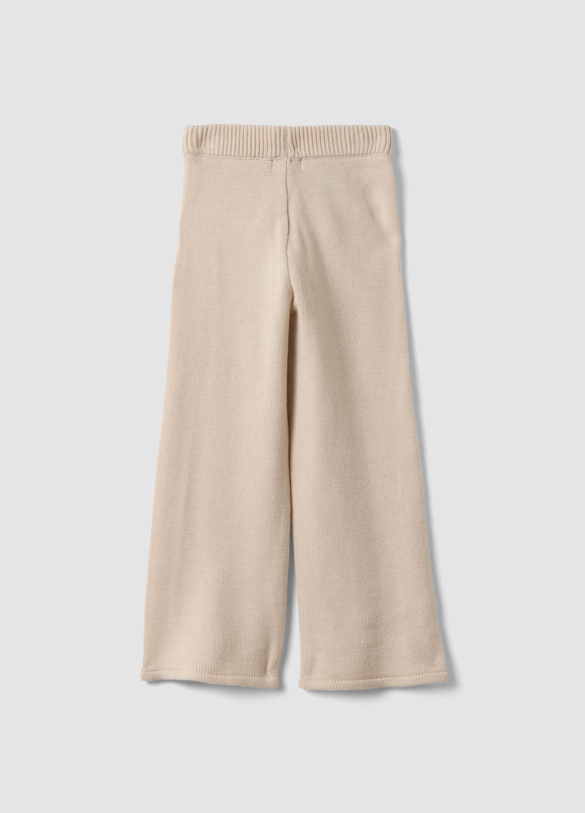 Beige regular-fit trousers with bow