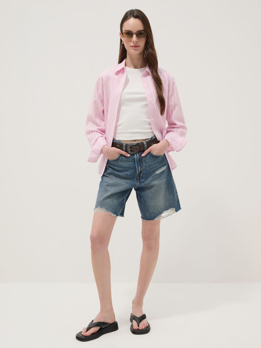 Camicia in puro cotone a righe multicolor oversize fit_2