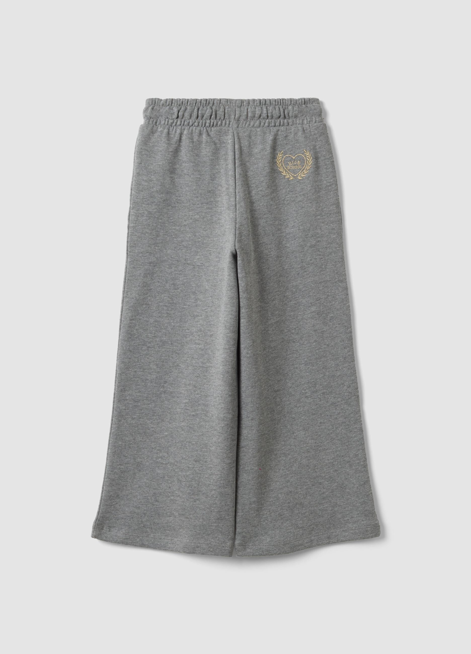 Pantaloni culotte grigi in misto cotone e viscosa per bambina