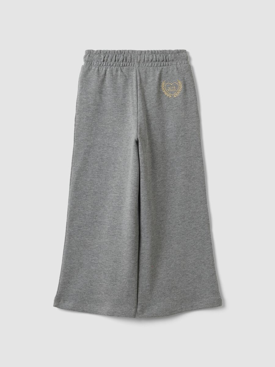 Pantaloni culotte grigi in misto cotone e viscosa per bambina_1