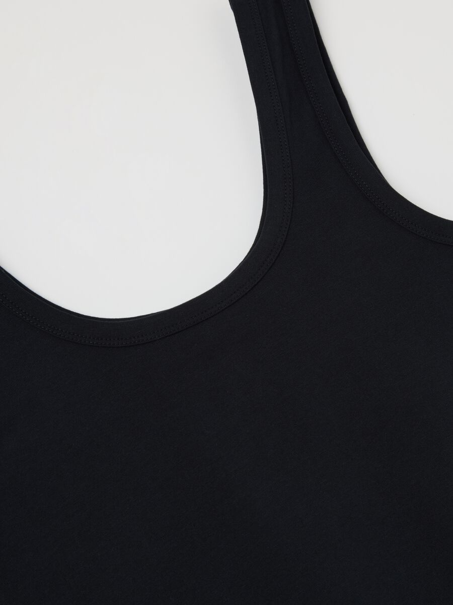 Black tank top in stretch cotton_1
