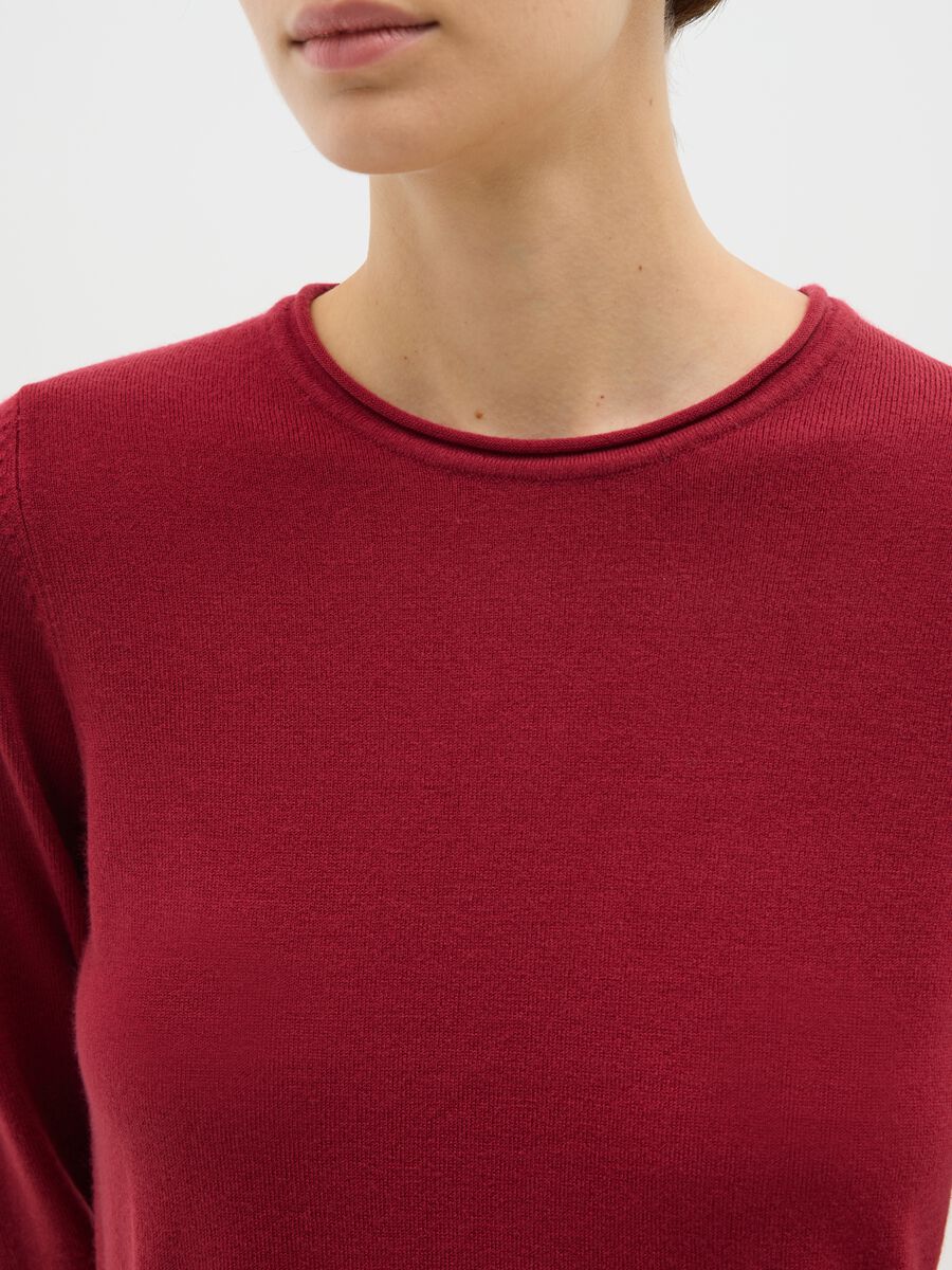 Red regular fit crew neck jumper_3