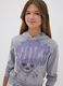 Grey pure cotton hoodie with Lilo & Stitch print for girls_1