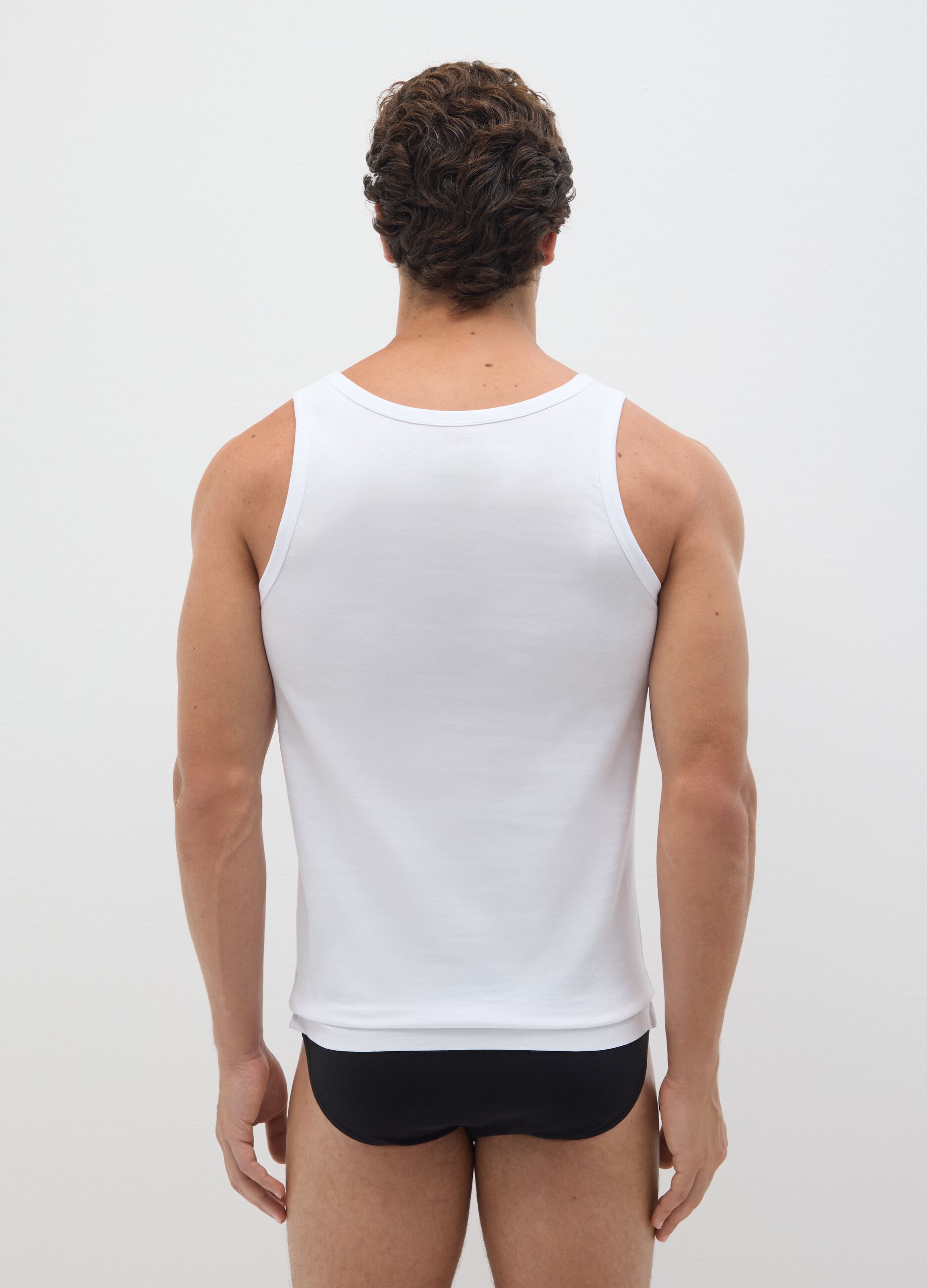 Set of two white pure cotton regular fit vests