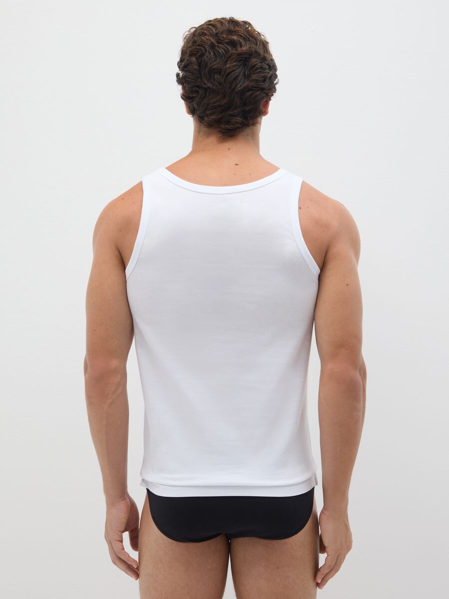 Set of two white pure cotton regular fit vests_2