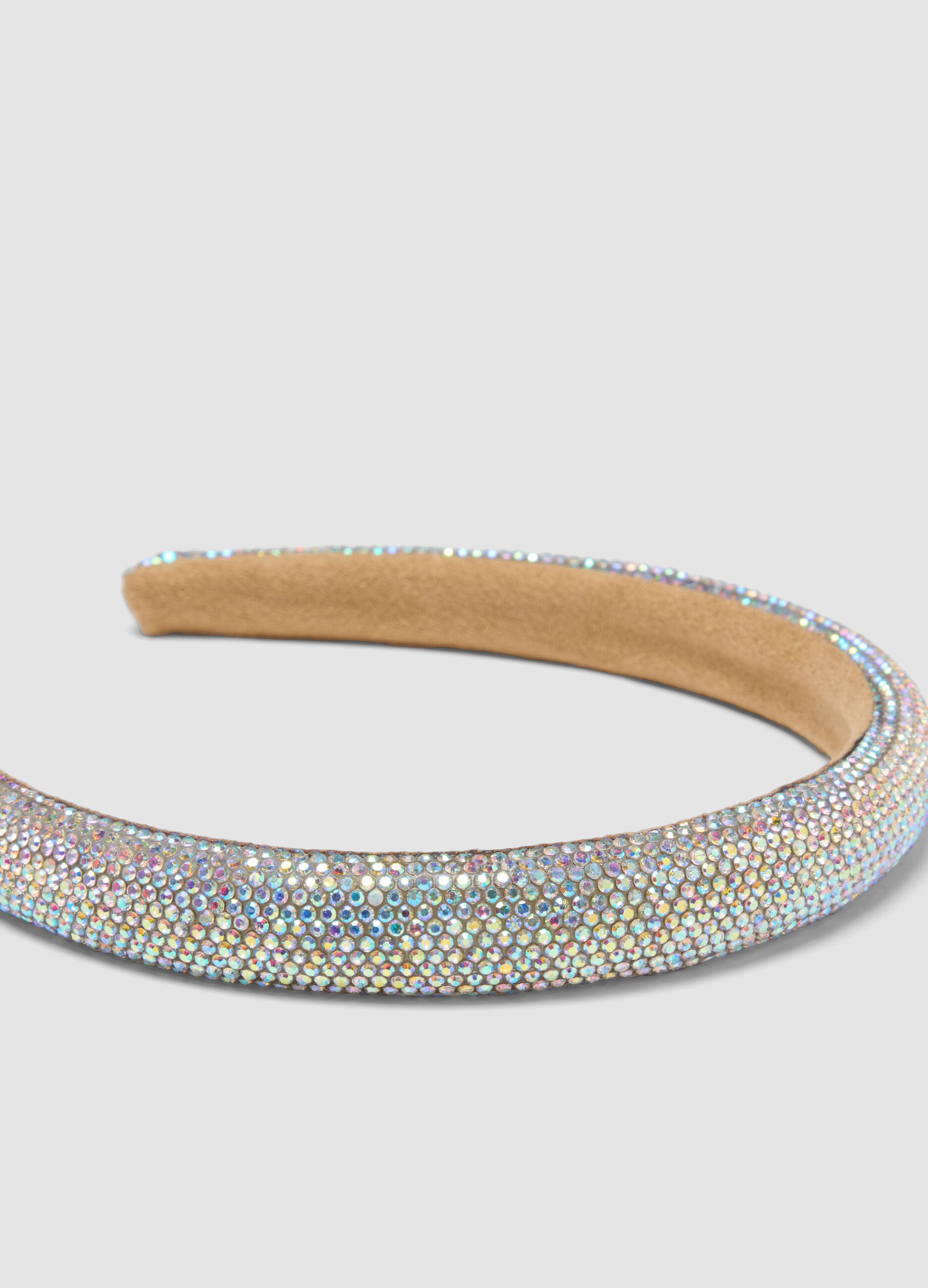 Beige headband with multicolour rhinestones for girls and teens