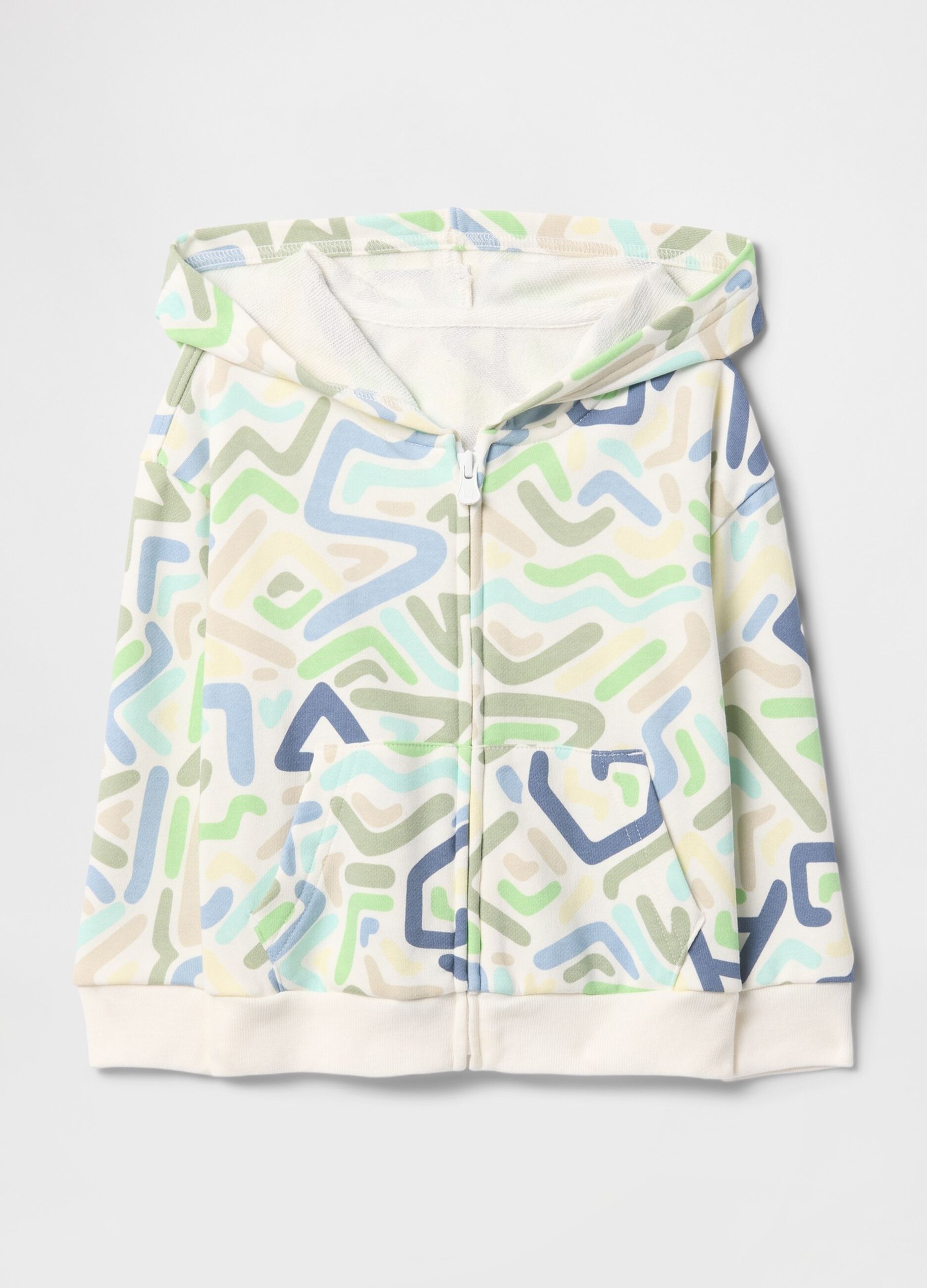 Sweatshirt with hood and geometric print
