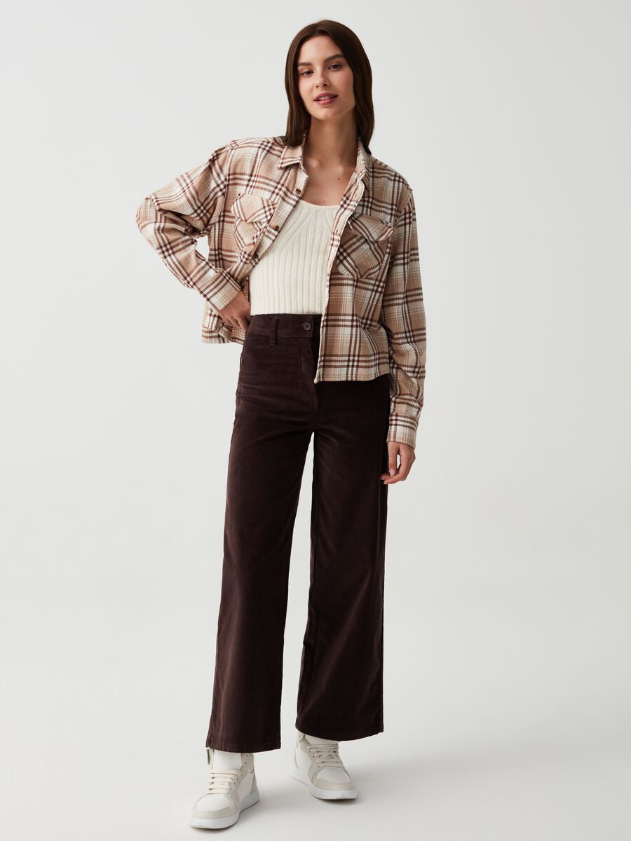 Pantaloni wide leg in corduroy_0