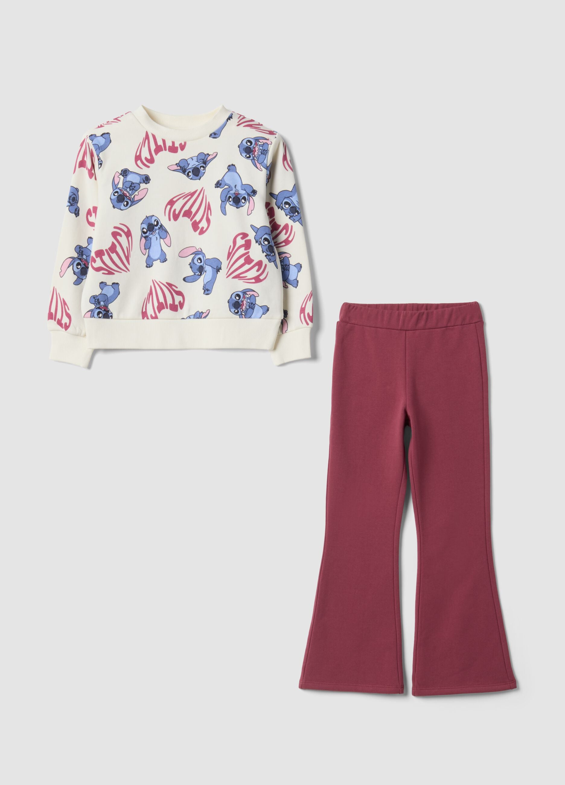 White and red cotton-blend Lilo & Stitch tracksuit