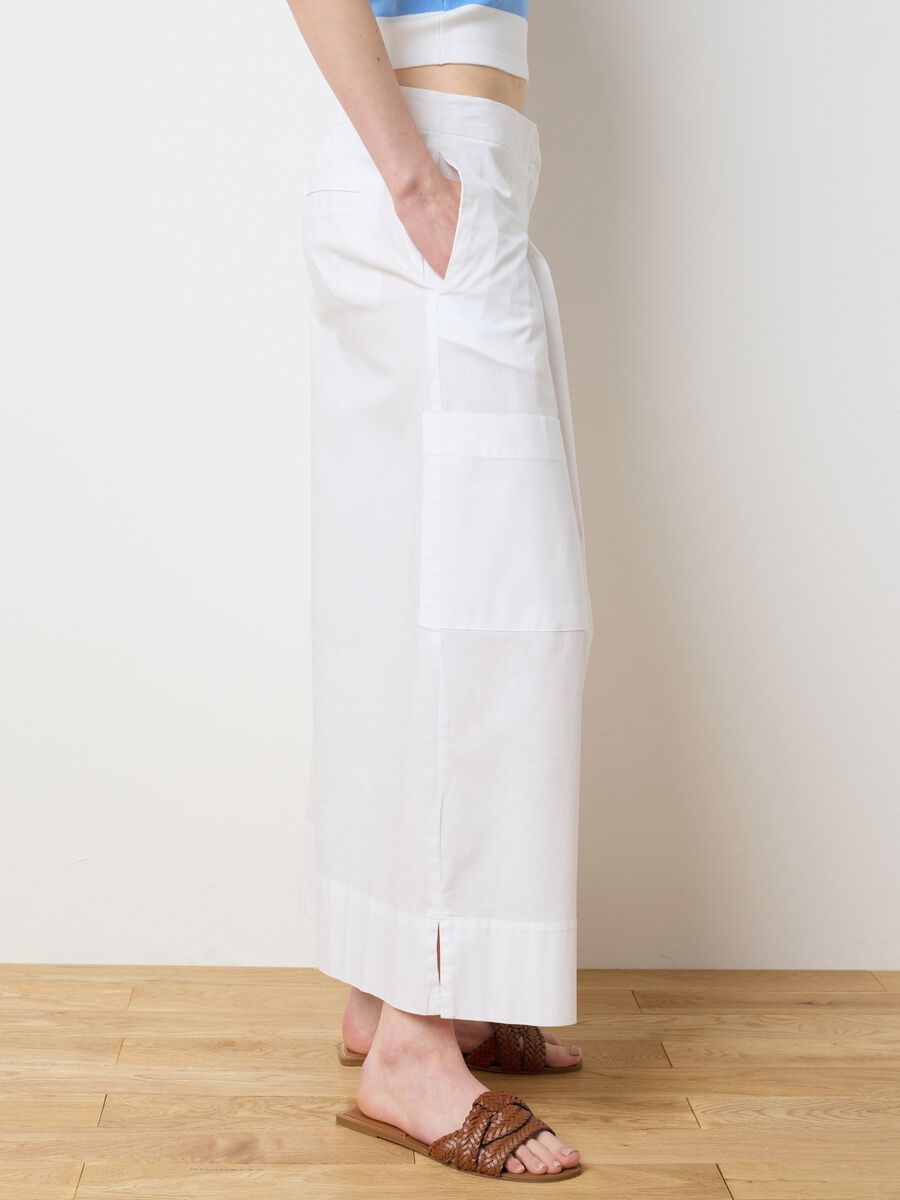 Women's White Stretch Cotton Culotte Trousers_2