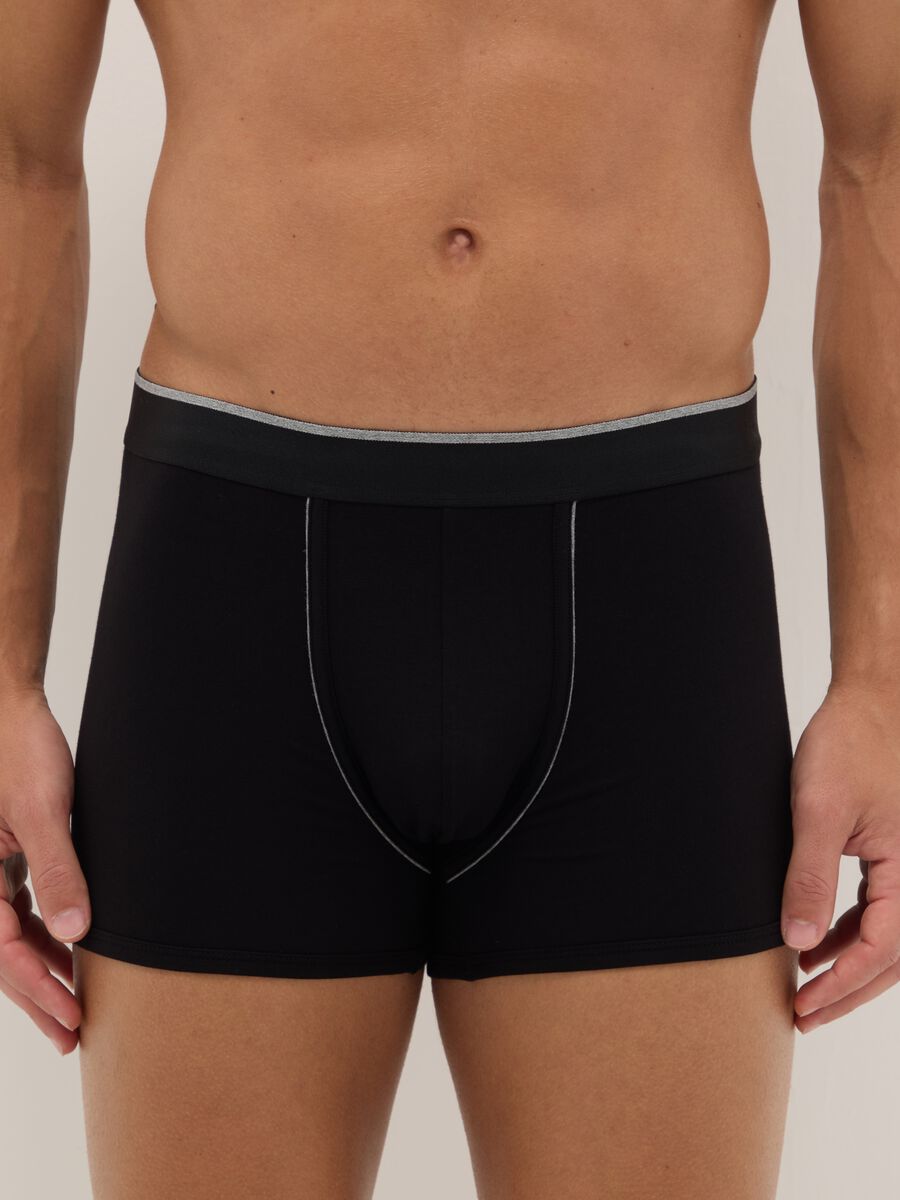 Twin pack regular fit black stretch cotton boxers_1