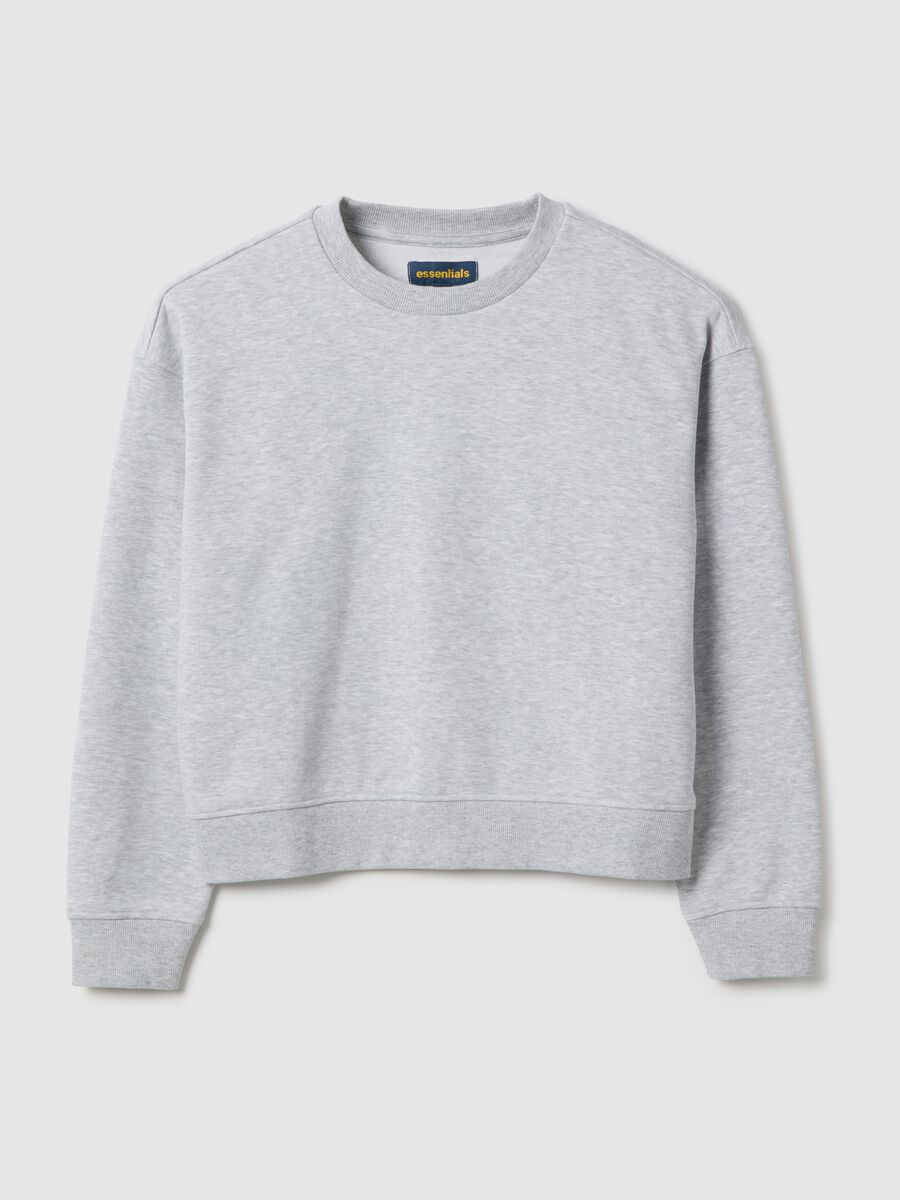 Brown cotton blend regular fit sweatshirt with crew neck_4