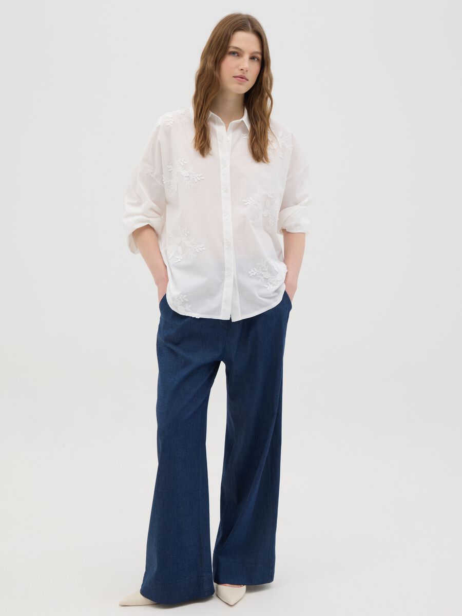 Women's white oversized pure cotton shirt regular fit_3