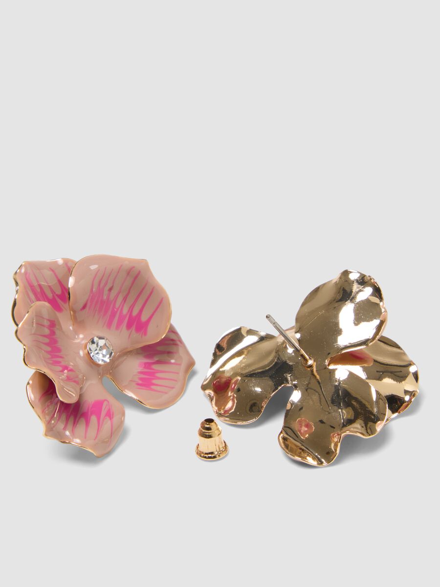 Rose flower-shaped earrings with bright details_2