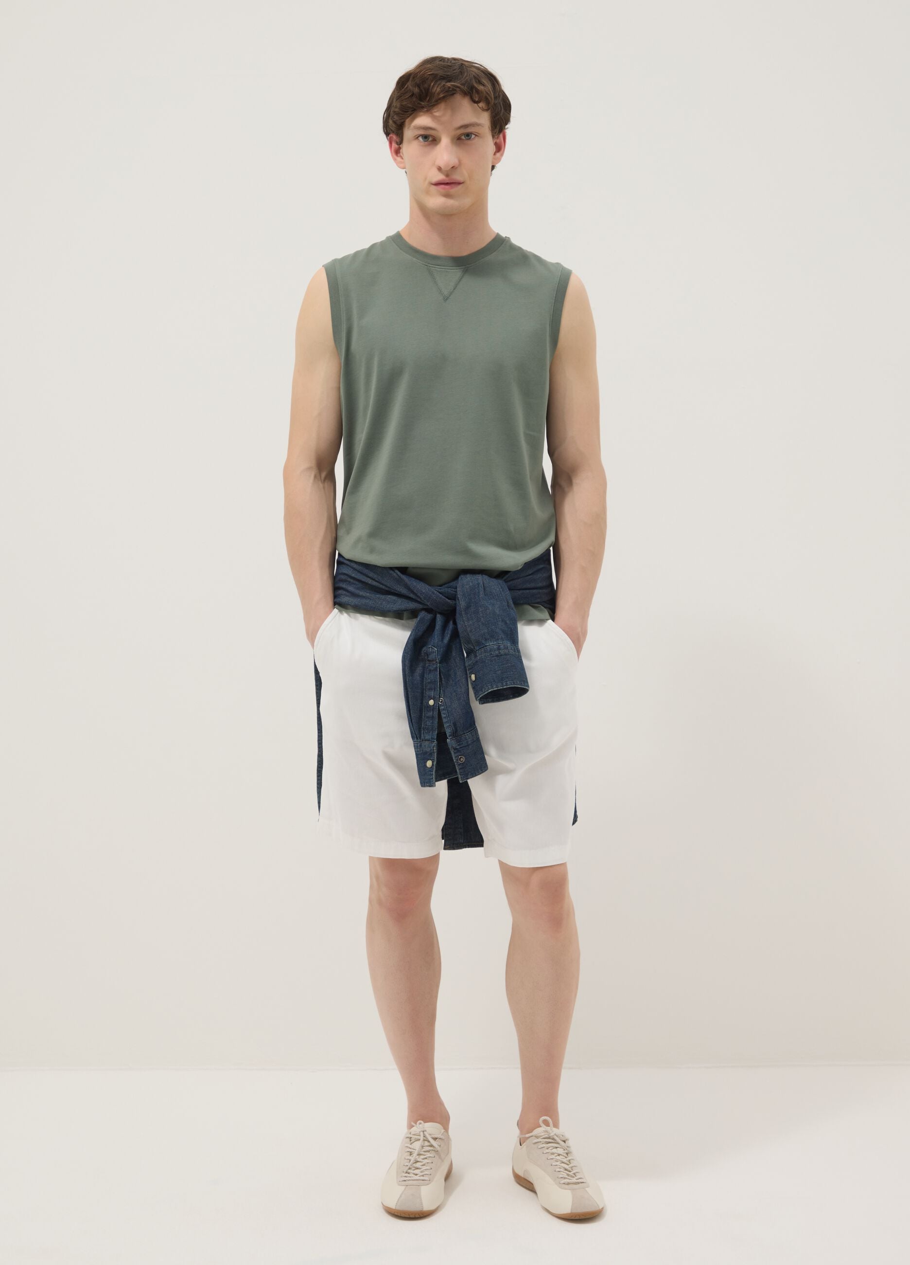 Green pure cotton tank top