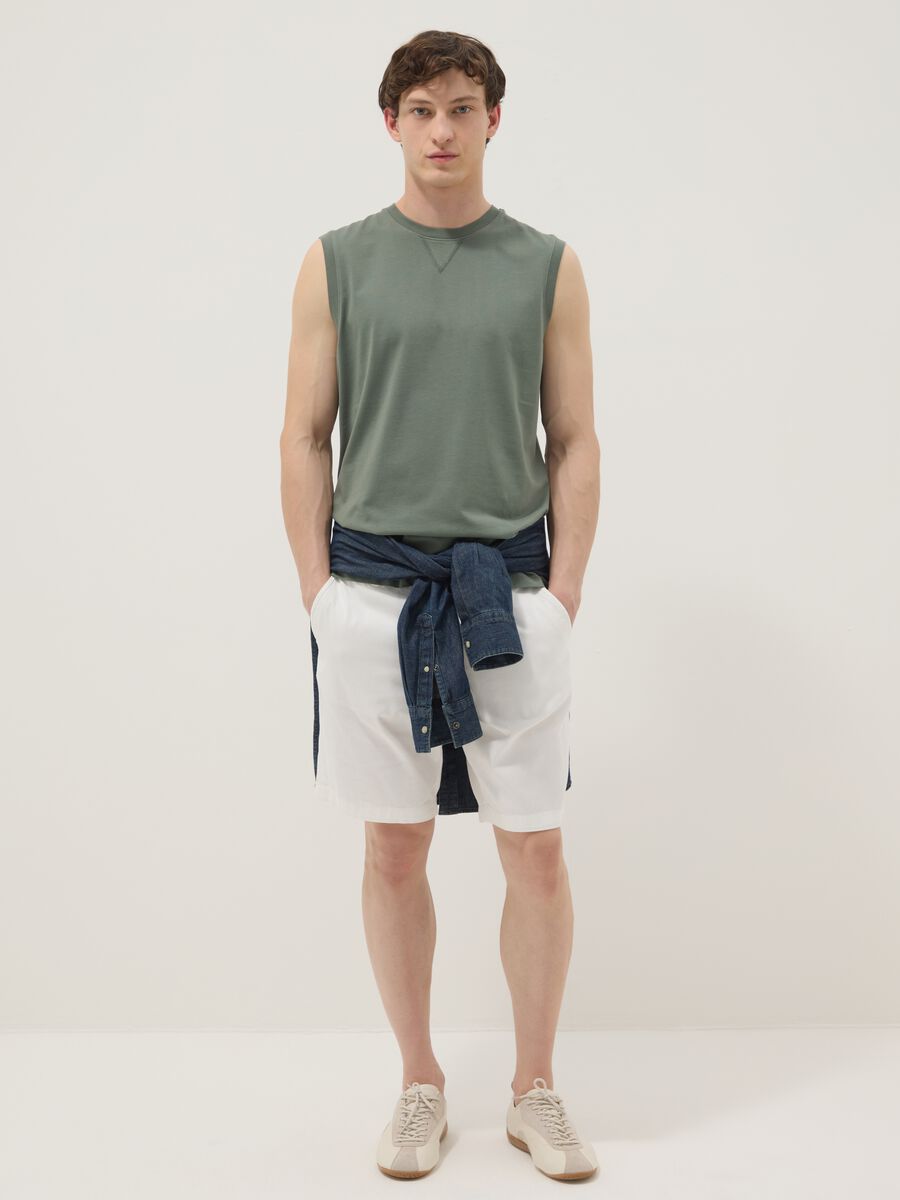 Canotta girocollo verde in puro cotone relaxed fit_2