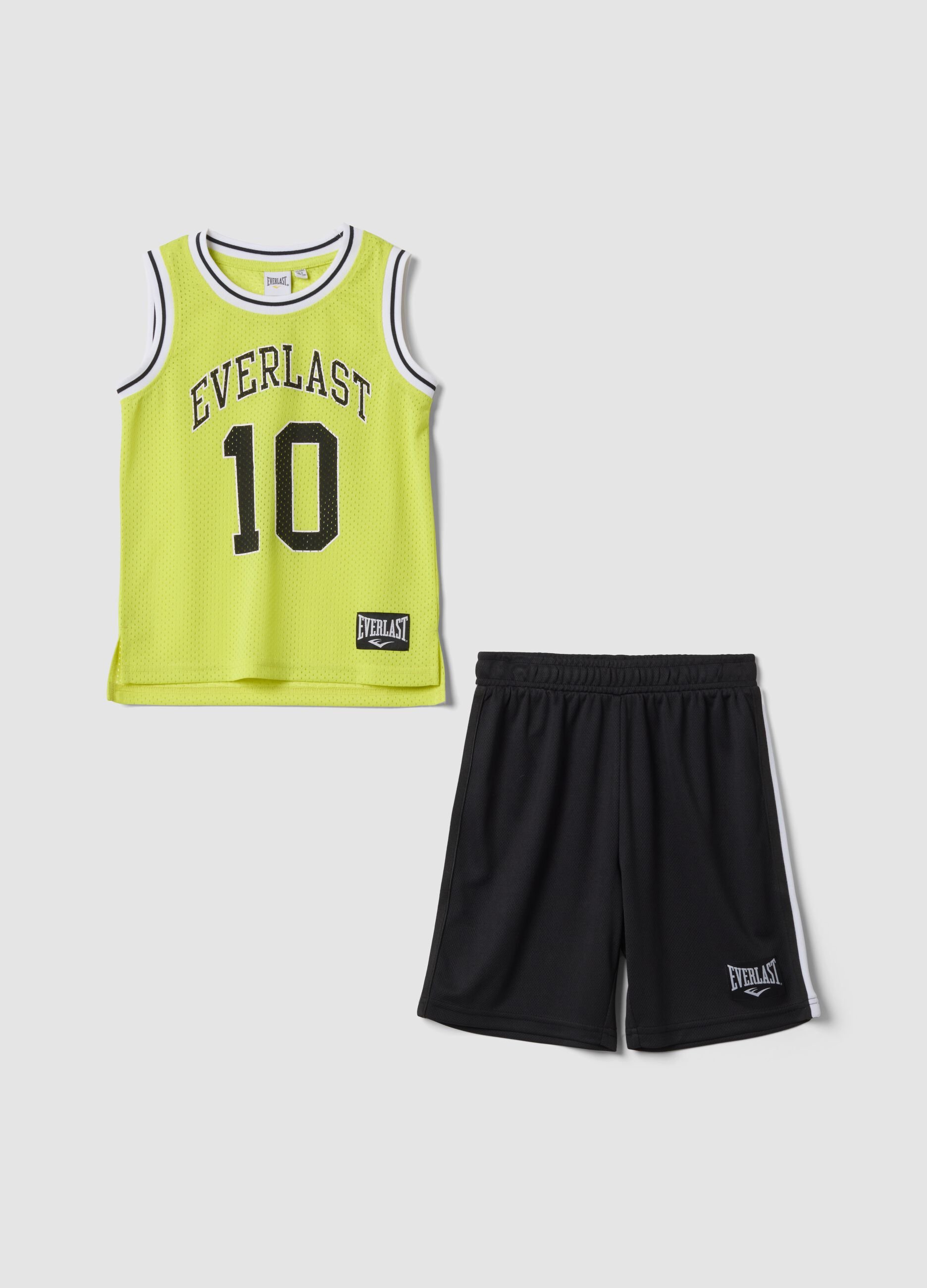 Yellow and black oversized top and shorts set for boys