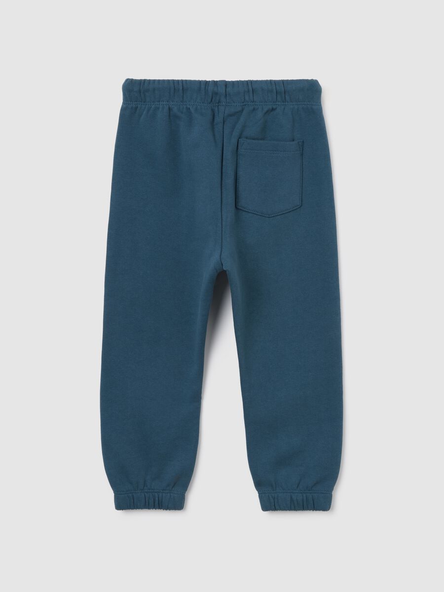 Pantaloni da bimbo in puro cotone blu regular fit con vita elasticizzata_1