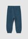Baby trousers in pure blue cotton with regular fit and elasticated waist_1