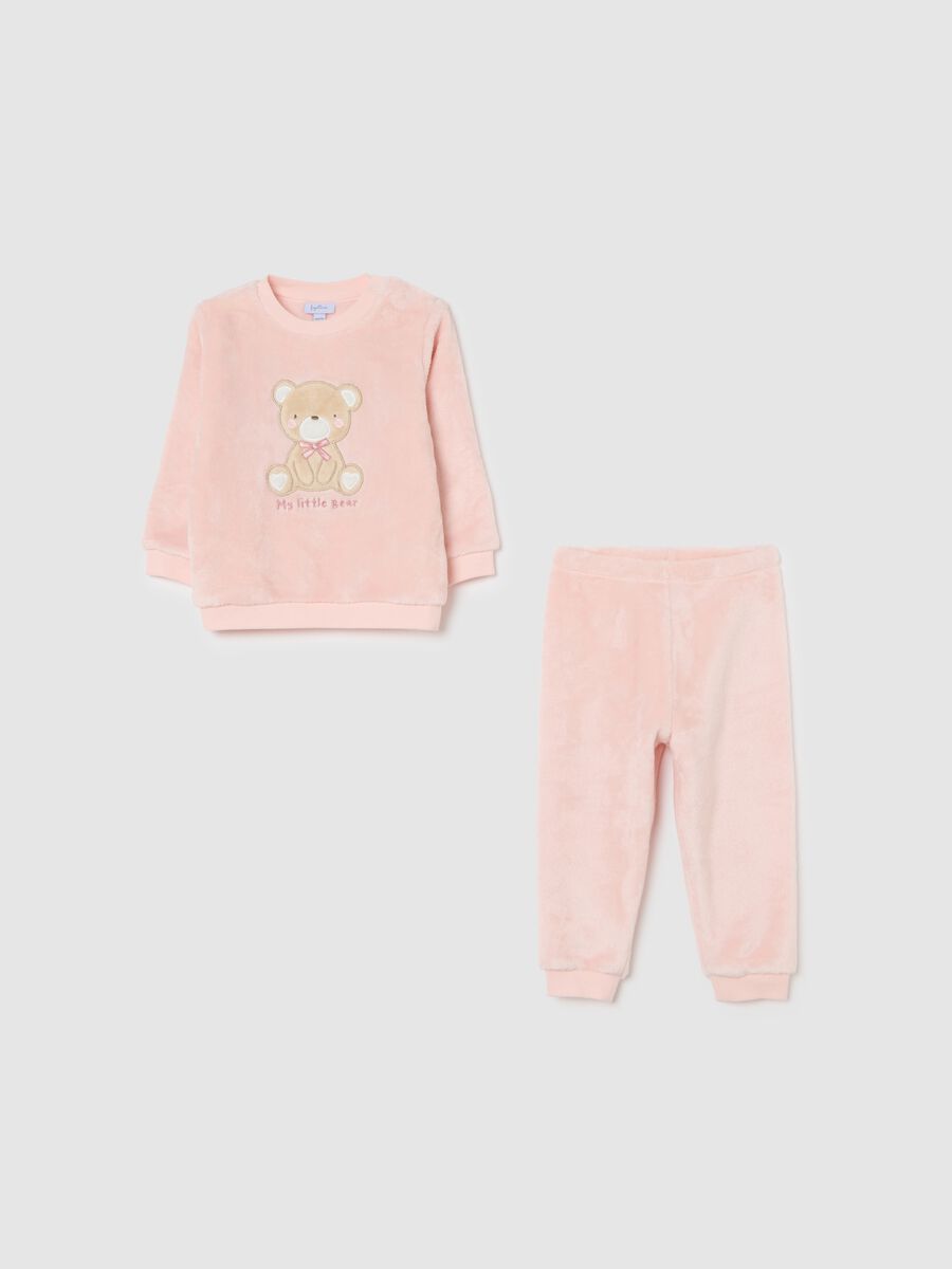 Baby pink pyjamas with teddy bear print, regular fit_0