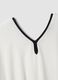White cotton-viscose blend V-neck kaftan_5