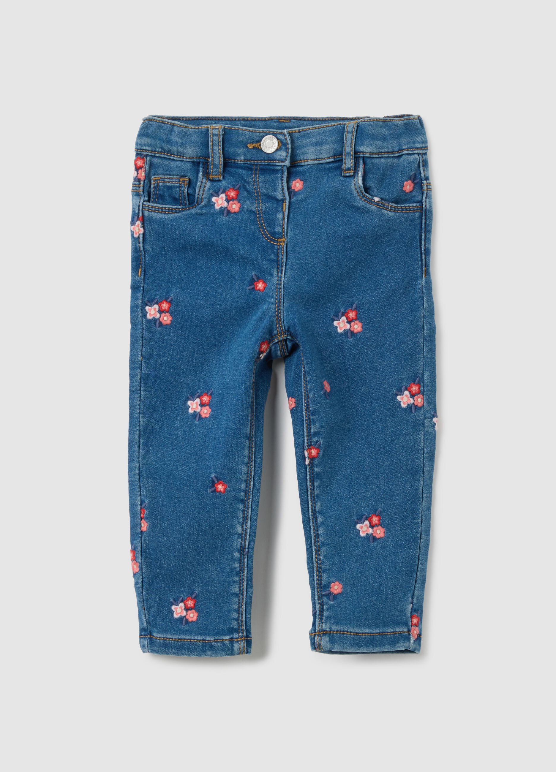 Slim fit floral denim jeans for girls