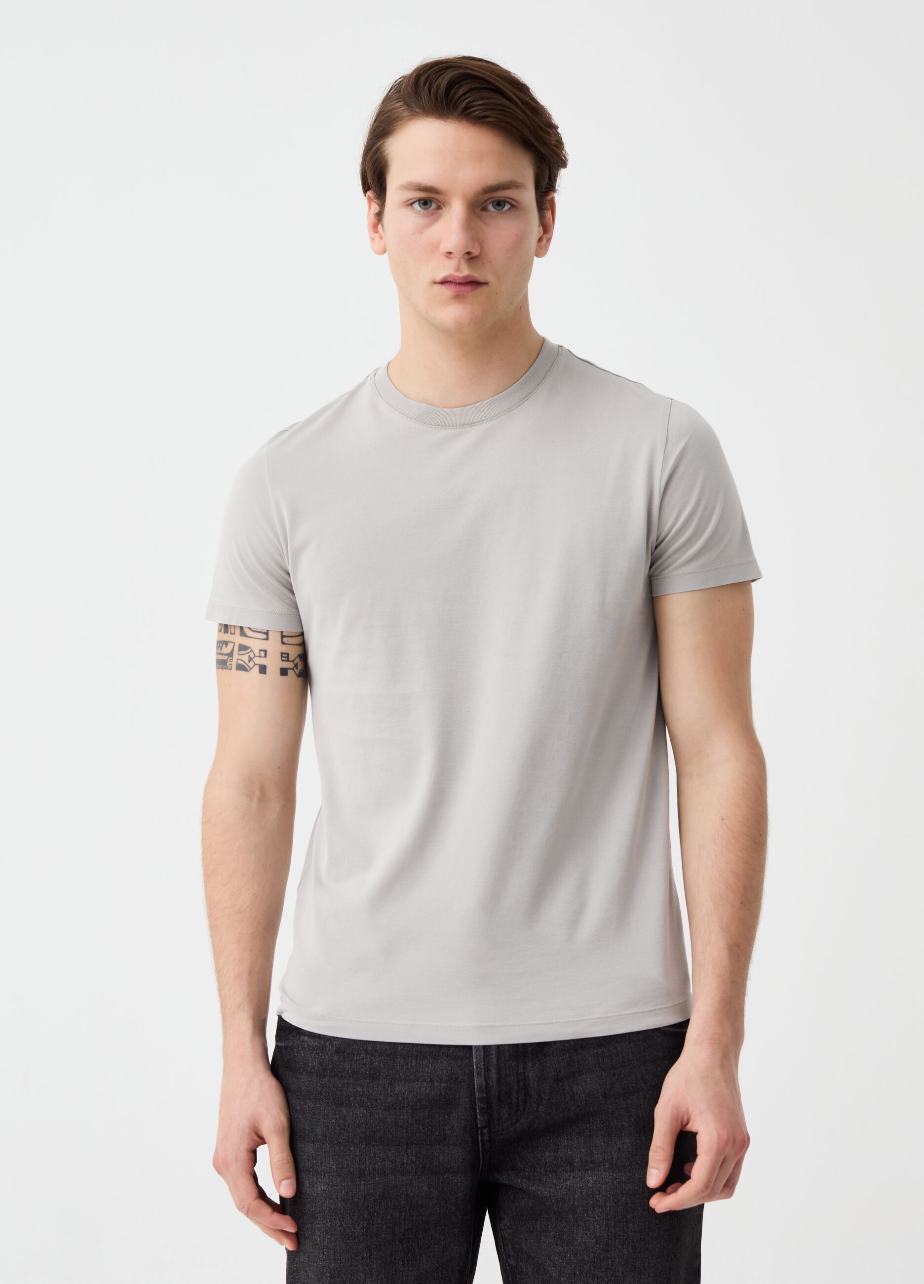 T-shirt in cotone con scollo rotondo