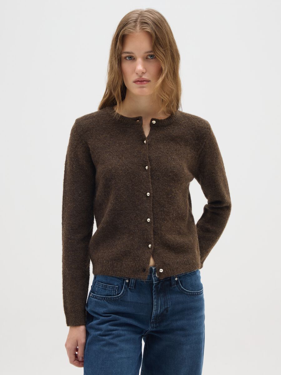 Brown regular fit cardigan_0