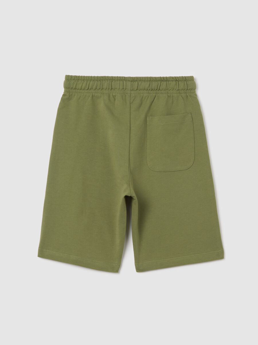 Shorts da ragazzo in puro cotone verde regular fit_4