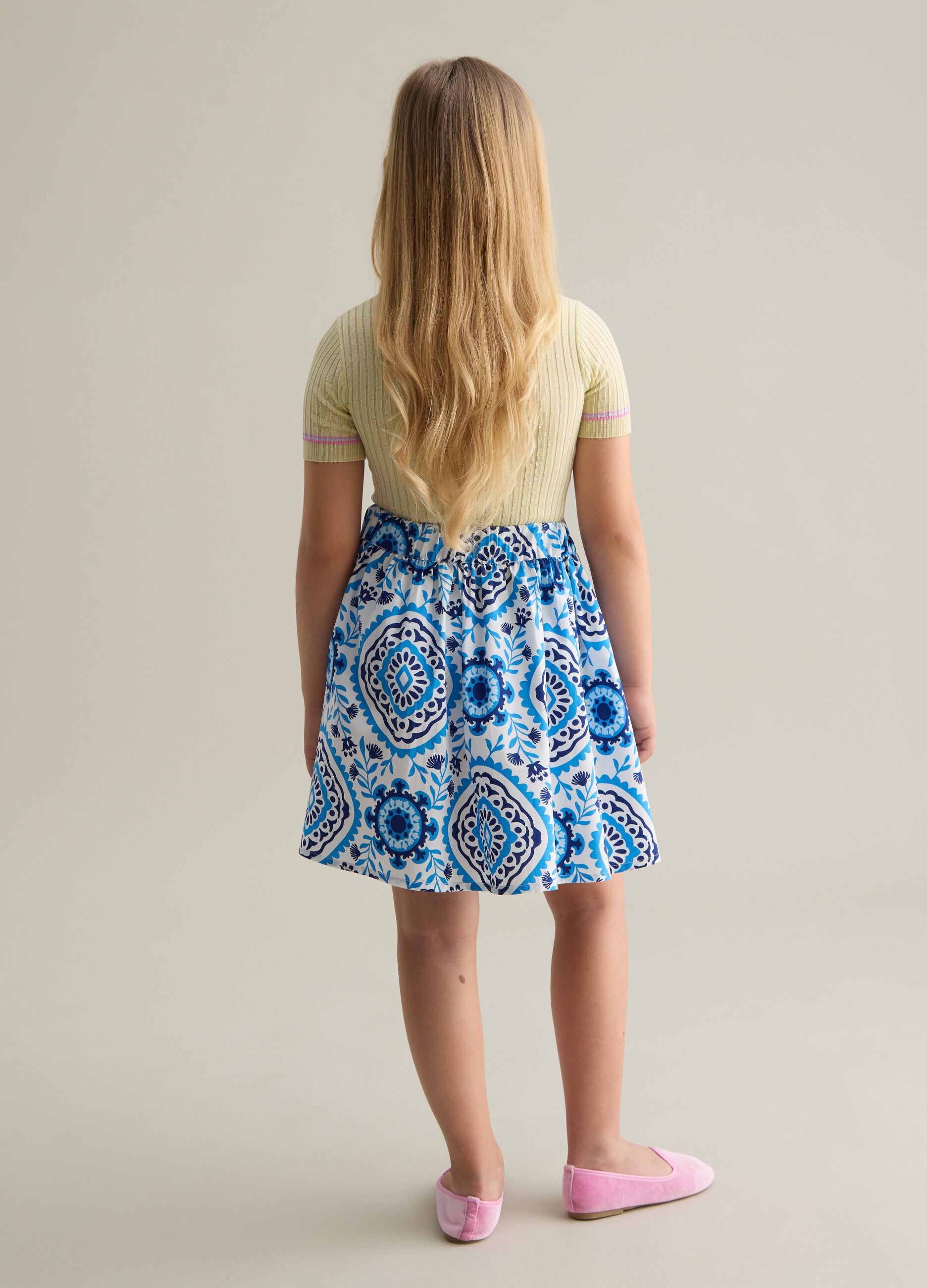 Gonna da bambina in puro cotone multicolor regular fit con stampa