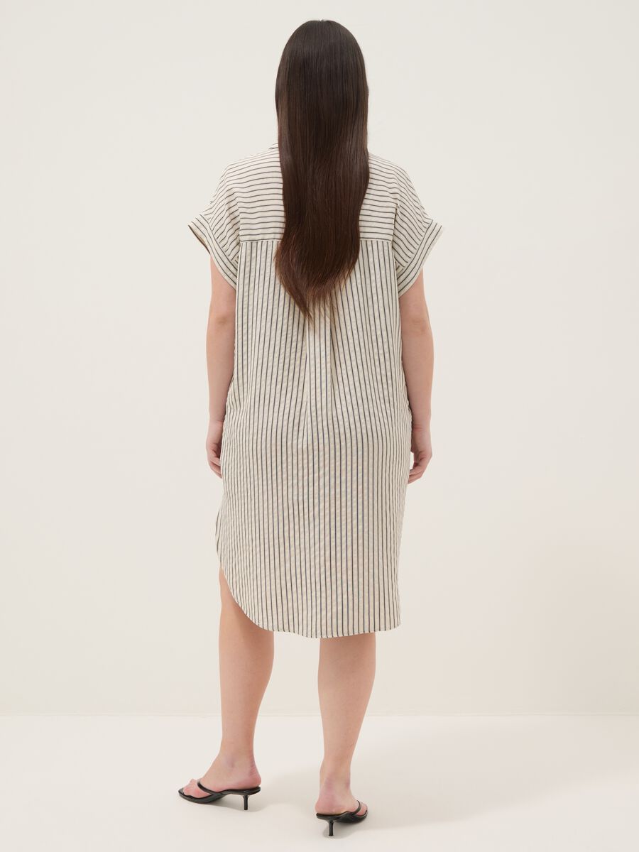 Beige striped viscose-blend shirt dress_3