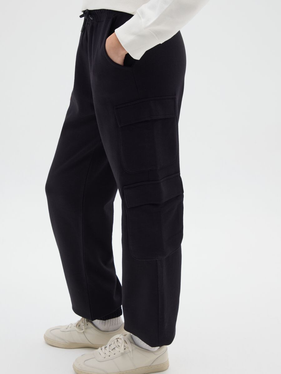 Pantaloni jogger da ragazza in misto cotone nero regular fit_2