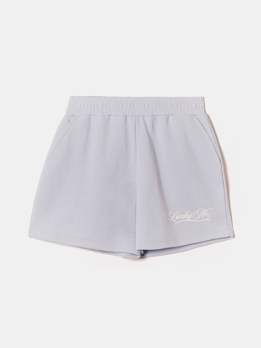 Fleece shorts with lettering print_0
