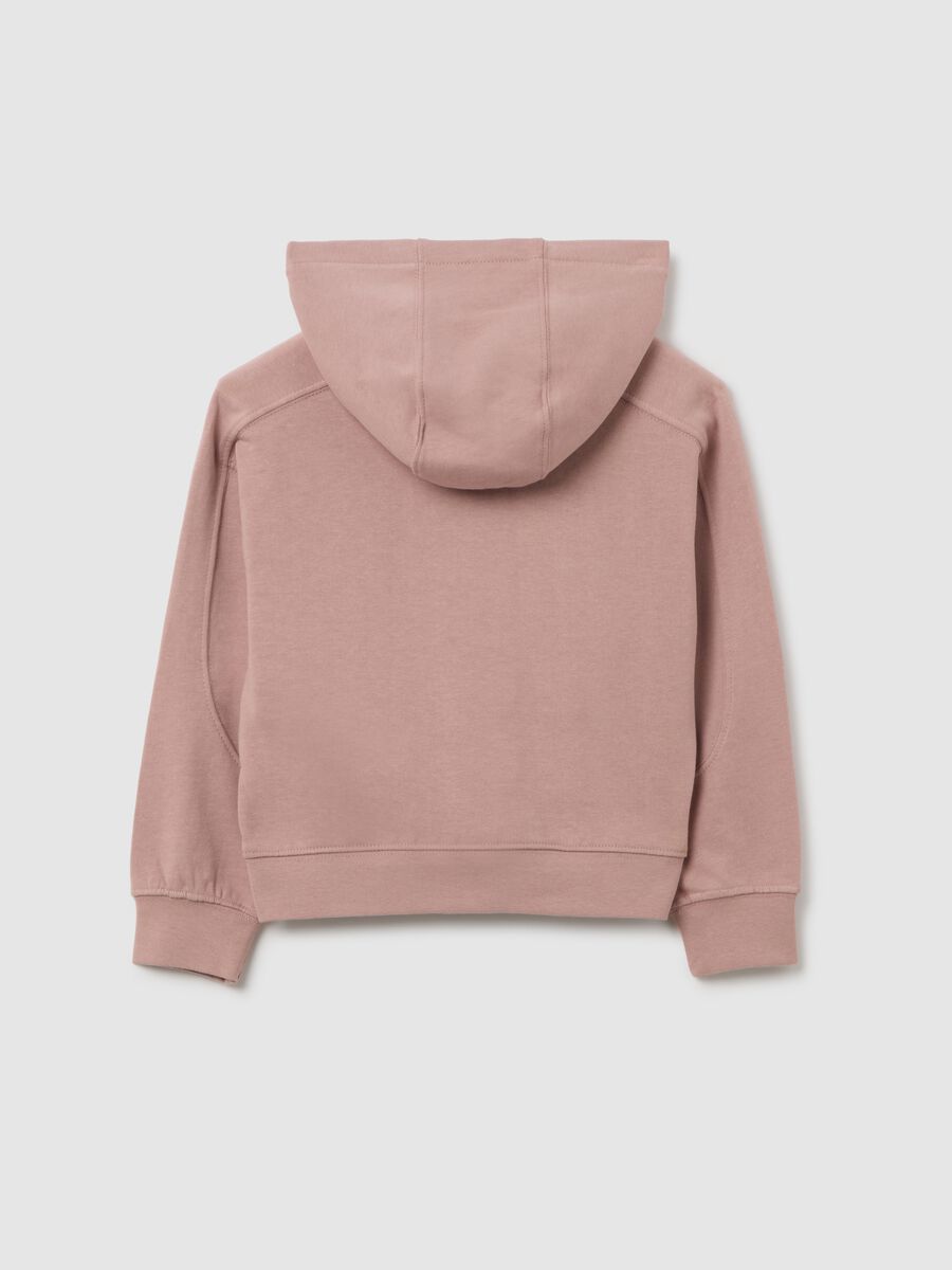 Felpa con cappuccio da bambina in puro cotone rosa e zip_3