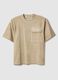 Beige pure cotton regular fit t-shirt with pocket_0