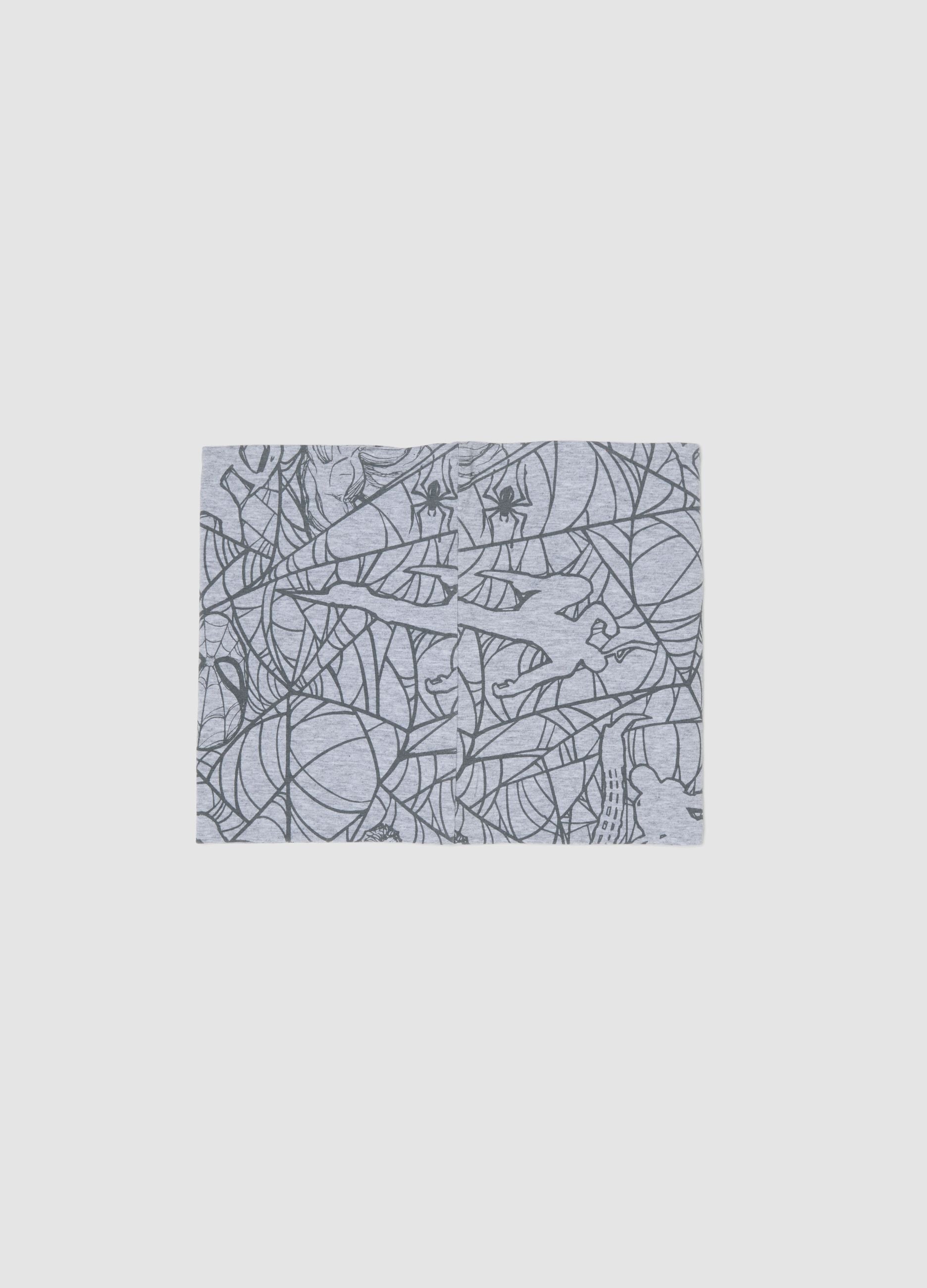 Grey stretch cotton scarf with Spider-Man print for boys