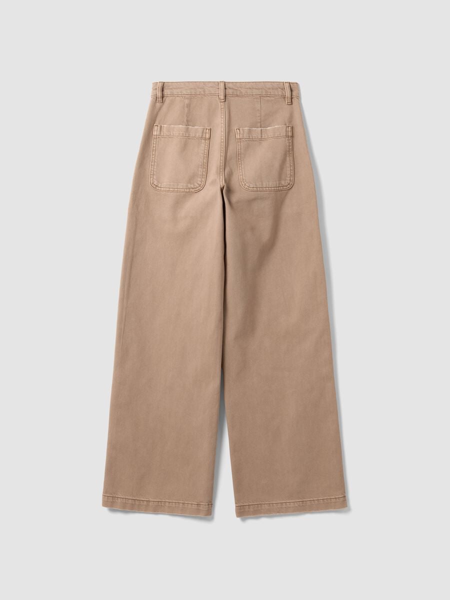 Beige denim wide-leg jeans in pure cotton_6