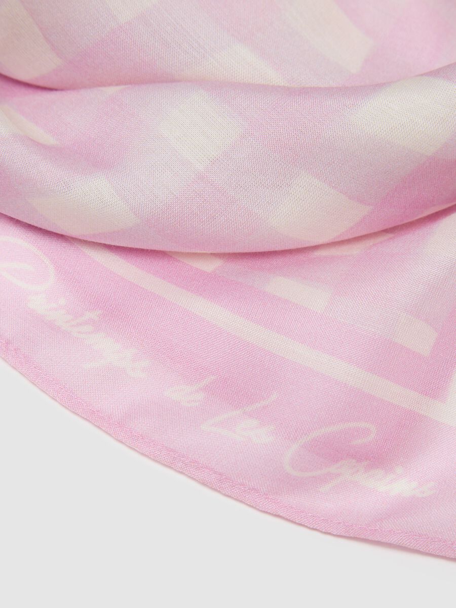 Foulard in modal e seta a quadri multicolor_2